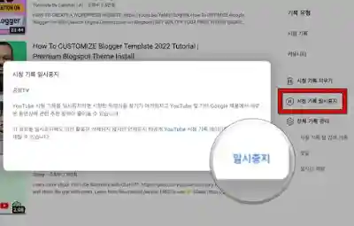 시청 기록 일시중지