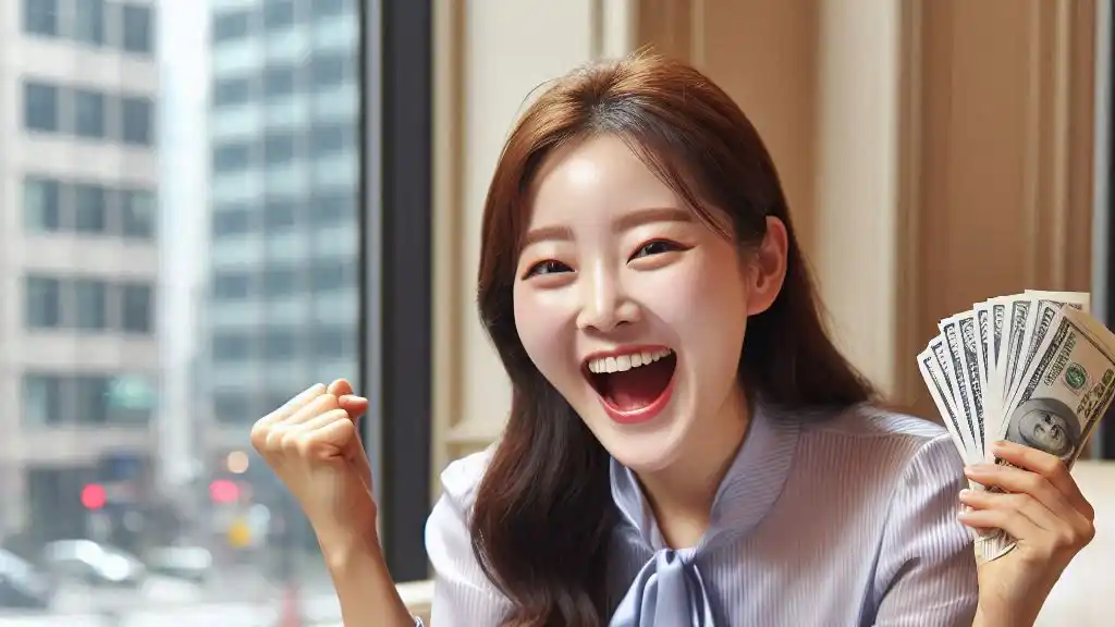 특례보증 대출에 성공해 즐거워 하는 여성