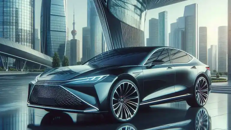 승용 자동차가 미리형도시에 정차한 모습