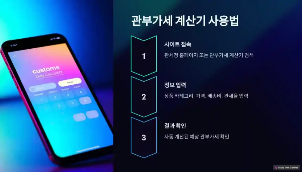 관부가세 계산기 사용 방법