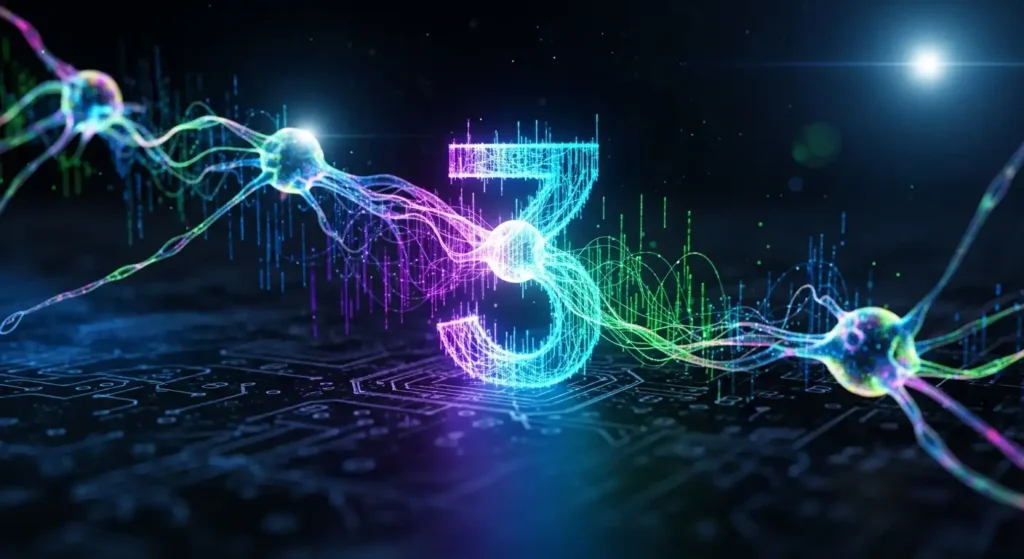 구글 제미나이 3의 발전된 인공지능 기술을 상징하는 추상적인 뉴럴 네트워크 이미지