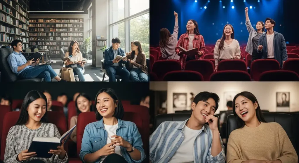 영화, 독서, 공연 관람 등 문화생활을 즐기는 한국 청년들